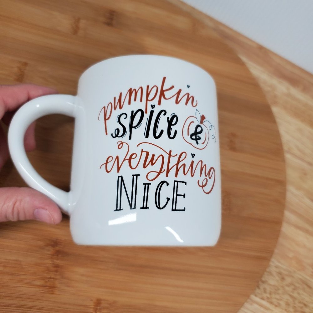 Pumpkin Spice & Everything Nice Oversize Mug Core Kitchen White Rust Brown Black